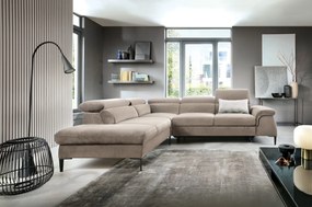 Masseno Narożnik MESTO z funkcją spania i pojemnikiem na pościel Narozniki L, Rozkładana sofa - Beżowy, VOGUE 02
