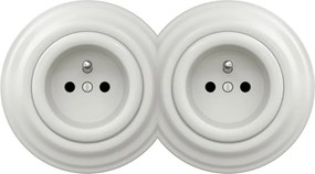 Kliklap - Podwójne retro gniazdko ścienne z ramką 230V białe