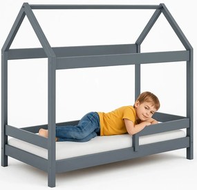 Szare łóżko domek parterowe z materacem i stelażem H2-Z39