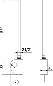Mexen FA-D grzałka elektryczna 600 W, czarna - W950-0600-70
