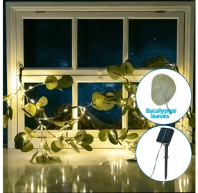 Aigostar - LED 110x solarny łańcuch 4m IP65 300mAh ciepły biały eukaliptus