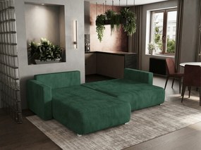 Ciemnozielona rozkładana narożna sofa TAFIRA, dwustronna