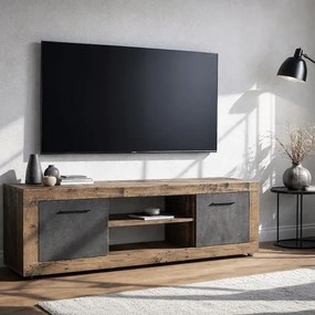 Szafka RTV BLAGO 140 cm Ciemny Dąb/Grafit Dwudrzwiowa do Salonu Loft