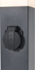 Lampa zewnętrzna ciemnoszara ze szkłem opalowym 45 cm IP44 z gniazdem i czujnikiem ruchu - Malios