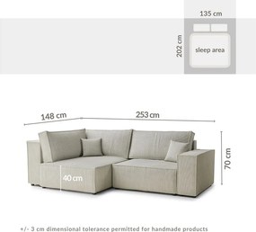 Fioletowy sztruksowy rozkładany/ze schowkiem narożnik (lewostronny/w kształcie litery L) Tonga – Maison de Rêve