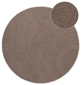 Szarobrązowy wełniany okrągły dywan tkany ręcznie ø 120 cm Eleni Taupe – Hanse Home