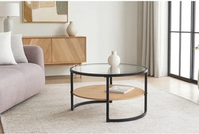 Czarno-naturalny okrągły stolik w dekorze dębu ø 68 cm Zanu – Bonami Essentials