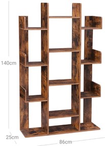 Vasagle Regał/półka na książki ODIN w stylu industrialnym, 86x25x140 cm, brązowy