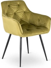 Krzesło Tapicerowane do Salonu MODESTO Pistacjowe Welurowe Nowoczesne Loft