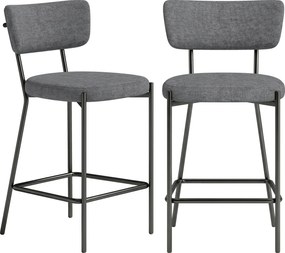 HOMCOM Hokery w zestawie 2, tapicerowane stołki barowe z wyprofilowanym oparciem, do wyspy kuchennej, strefy śniadaniowej, Szary | Aosom PL