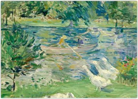 Obraz na szkle - Berthe Morisot, Girl in a Boat with Geese, reprodukcje (70x50 cm)