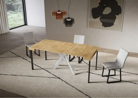 Stół konsolowy rozkładany 90x40/196 cm Saki Small naturalny dąb białe nogi