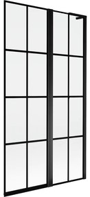 Mexen Mist L parawan nawannowy 2-skrzydłowy prawy 100 x 150 cm, czarna kratka, czarny - 8A9L-100-011-70-77-P