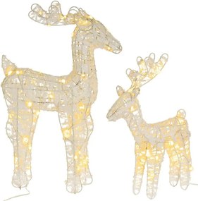 Zestaw błyszczących reniferów, 45 diod LED, z zegarem, na ba