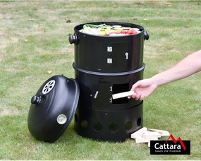 Cattara Gril - wędzarnia na węgiel drzewny Pisa 3w1, 40 x 80 x 40 cm