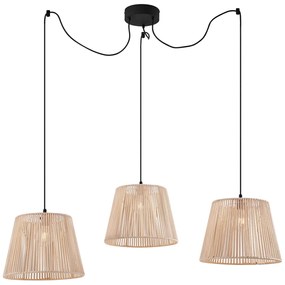 Zewnetrzna Zewnętrzna lampa wisząca czarna z beżowymi kloszami z liny 3-punktowa IP44 - Cava JaylaJapandi Oswietlenie zewnetrzne