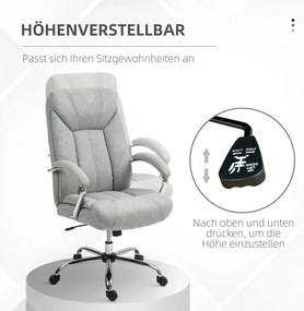 Vinsetto Ergonomiczne Krzesło Biurowe z Wysokim Oparciem, Oddychająca Tkanina, Regulowana Wysokość, Szare