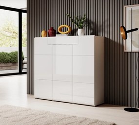 Komoda wysoka TOLEDO 3D1S biała połysk HELVETIA