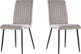 Zestaw 2 krzeseł aksamitnych "Henley" - Jasnoszary