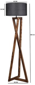 Czarno-brązowa lampa stojąca z tekstylnym kloszem (wysokość 166 cm) Maçka – Opviq lights