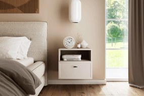 Szafka nocna wisząca Lorini z szufladą 45 cm - kaszmir / czarny uchwyt T-bar