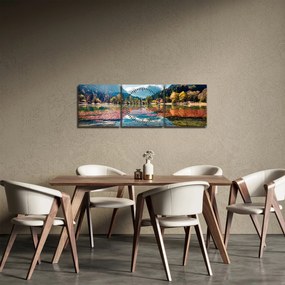 Obraz - Jezioro Jasna, Gozd Martuljek, Alpy Julijskie, Słowenia (z zegarem) (90x30 cm)