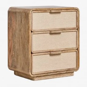 Zestaw 2 Szafek Nocnych 50x35 Cm Z Drewna Mango, Mdf I Juty Abrams Drewno Mango - Sklum