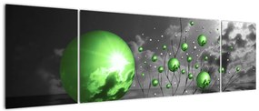 Obraz zielonych abstrakcyjnych kul (170x50 cm)