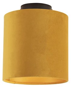 Lampa sufitowa z abażurem z weluru ochrowym ze złotem 20 cm - Combi BlackWiejski/ Rustykalny / Vintage Oswietlenie wewnetrzne
