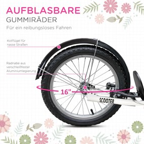 HOMCOM Hulajnoga dziecięca od 5 do 12 lat regulacja wysokości różowy biały