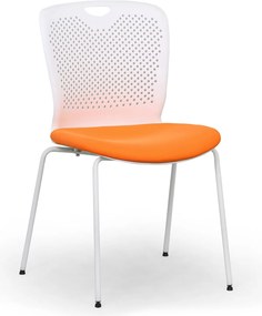 Krzesło konferencyjne plastikowe OPEN, biały/pomarańczowy