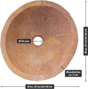 Umywalka z naturalnego kamienia Savona, Ø 35 - 40 cm