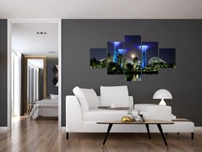 Obraz przedstawiający pełnię księżyca w ogrodach Singapuru (125x70 cm)
