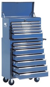 Szafka narzędziowa wózek 16 szuflad niebieska homcom