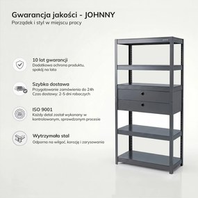 Regał metalowy z szufladami antracytowy: JOHNNY, 1800 x 800 x 420 mm