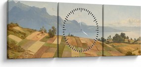 Obraz - Alexandre Calame, Swiss Landscape, reprodukcje (z zegarem) (90x30 cm)