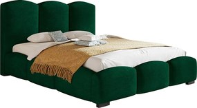 Emporius Roma łóżko dwuosobowe z pojemnikiem na pościel - łóżko tapicerowane 140x200 cm, tkanina welurowa, zielony (Kronos 19)