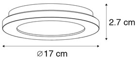 Lampa sufitowa biała 17 cm z LED 3-stopniowy ściemniacz IP44 - Steve Nowoczesny Oswietlenie wewnetrzne