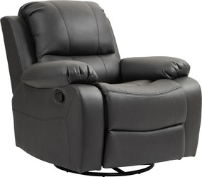 HOMCOM Fotel Relaksacyjny Fotel do Relaksu Regulowany Oparcie Podnóżek Obrotowy Stalowa Rama 93cm 150kg Czarny | Aosom PL