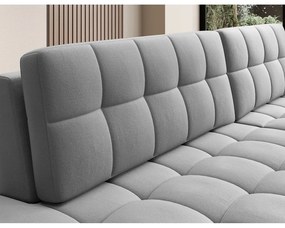 Szary aksamitny rozkładany narożnik (prawostronny/z szezlongiem) Blezalt – ELTAP