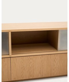 Szafka pod TV w dekorze dębu w naturalnym kolorze 200x54x40 cm Helvine – Kave Home
