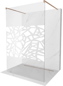 Mexen Kioto ścianka prysznicowa wolnostojąca 120 x 200 cm, biały wzór 8 mm, miedź szczotkowana - 800-120-002-65-85