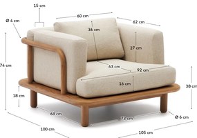 Beżowo-naturalny drewniany fotel ogrodowy Turqueta – Kave Home