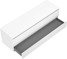 Mexen Rivel szafka łazienkowa podumywalkowa 160 cm z blatem, 2 szuflady, ryflowana , biała mat - 91A20-16047-2-BFFC01