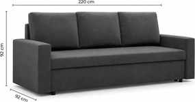 Kanapa Salty 3-osobowa z funkcją spania i pojemnikiem – nowoczesna, minimalistyczna