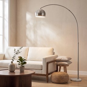 HOMCOM Lampa podłogowa, design łukowy z marmurową podstawą, 167 cm, srebrna | Aosom PL