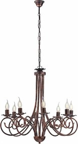 Alma - Żyrandol z czarnego lakierowanego żelaza z antyczną miedzianą dekoracją, 8 świateł, 128 cm - Ø67 cm - BL130-8-NR