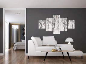 Obraz - Gałązki wierzby w szarym tynku (125x70 cm)