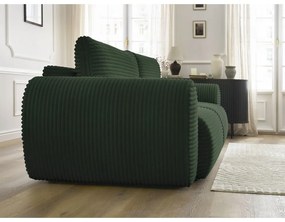 Ciemnozielona sztruksowa rozkładana sofa 257 cm Lucien – Bobochic Paris