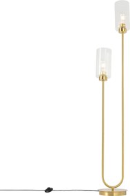 Lampa podłogowa art deco złota ze szkłem 2-punktowa - Laura